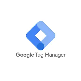 Google Tag Managerのロゴで、青のグラデーションによる菱形アイコンとサービス名が表示されている