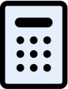 数字ボタンが並んだ青い電卓のアイコン